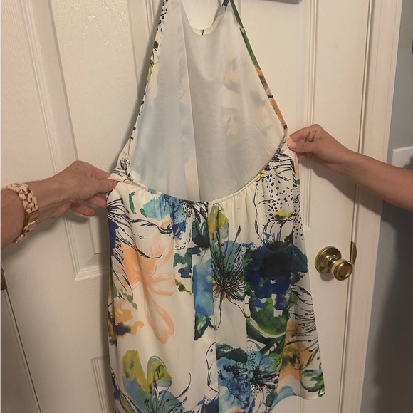 Floral Halter Dress in Blue and Green - Picture 2 of 4